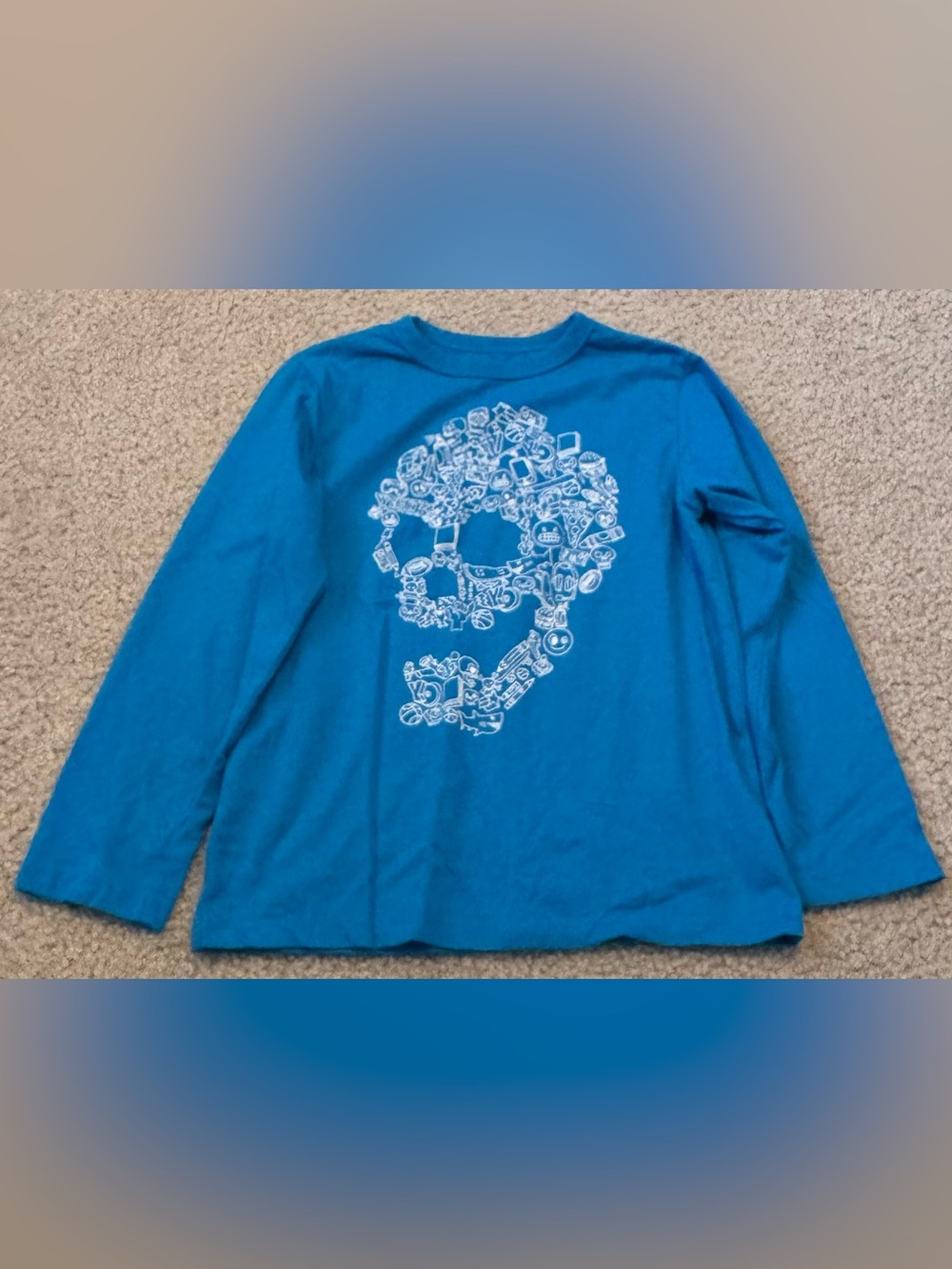 The Children's Place Teal Blue Long-Sleeve Shirt with White Skull Graphic